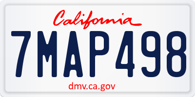 CA license plate 7MAP498