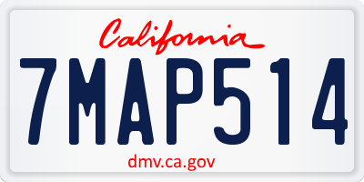CA license plate 7MAP514