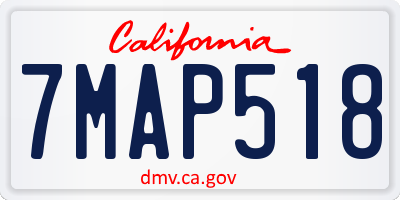 CA license plate 7MAP518