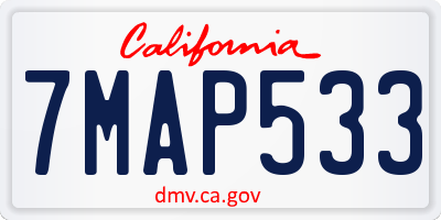 CA license plate 7MAP533