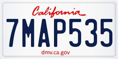 CA license plate 7MAP535
