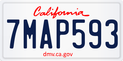 CA license plate 7MAP593