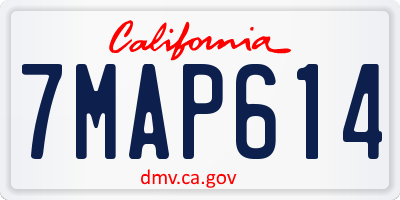 CA license plate 7MAP614