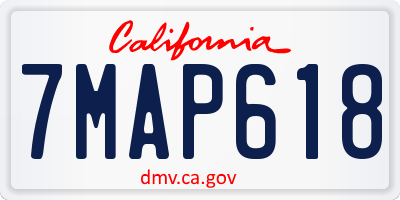 CA license plate 7MAP618