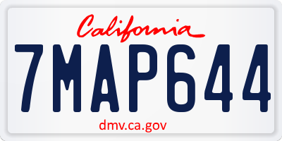 CA license plate 7MAP644