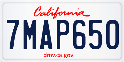 CA license plate 7MAP650