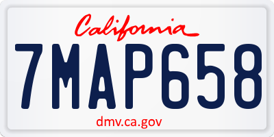 CA license plate 7MAP658