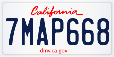 CA license plate 7MAP668
