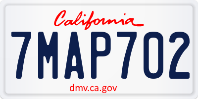 CA license plate 7MAP702