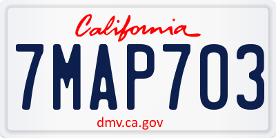 CA license plate 7MAP703