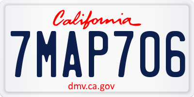 CA license plate 7MAP706