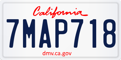 CA license plate 7MAP718