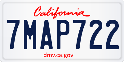 CA license plate 7MAP722