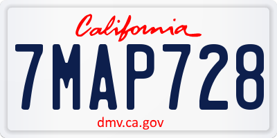 CA license plate 7MAP728