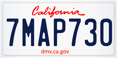 CA license plate 7MAP730