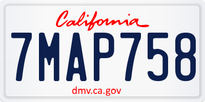 CA license plate 7MAP758