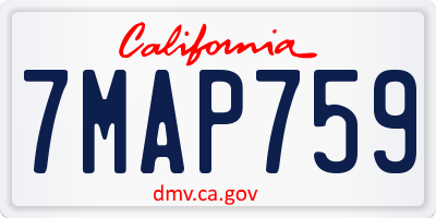 CA license plate 7MAP759