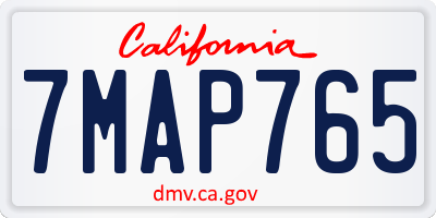 CA license plate 7MAP765