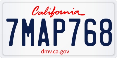 CA license plate 7MAP768