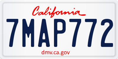 CA license plate 7MAP772