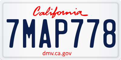CA license plate 7MAP778