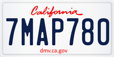 CA license plate 7MAP780