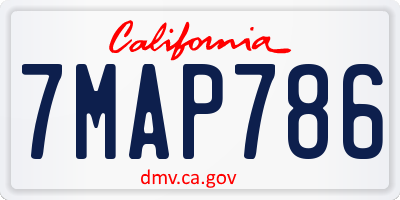 CA license plate 7MAP786
