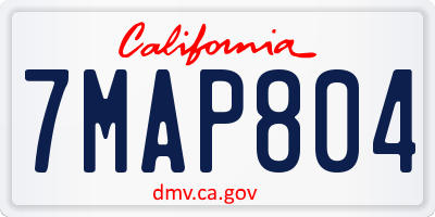 CA license plate 7MAP804