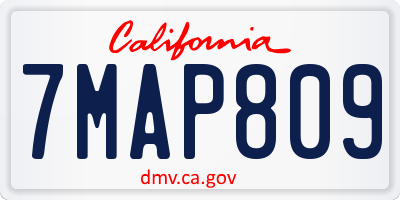 CA license plate 7MAP809
