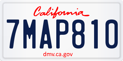 CA license plate 7MAP810