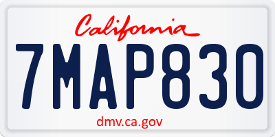 CA license plate 7MAP830