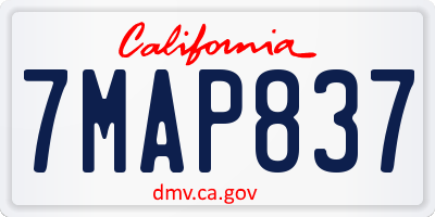 CA license plate 7MAP837