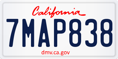 CA license plate 7MAP838