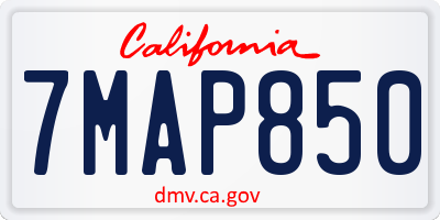 CA license plate 7MAP850