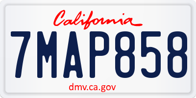 CA license plate 7MAP858