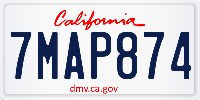 CA license plate 7MAP874