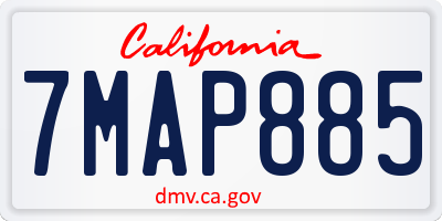 CA license plate 7MAP885