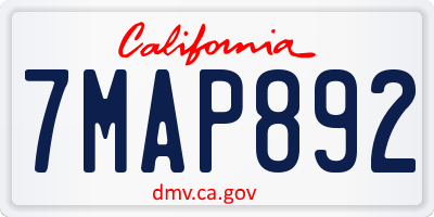 CA license plate 7MAP892