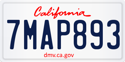CA license plate 7MAP893