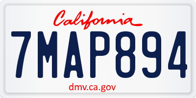 CA license plate 7MAP894
