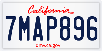 CA license plate 7MAP896