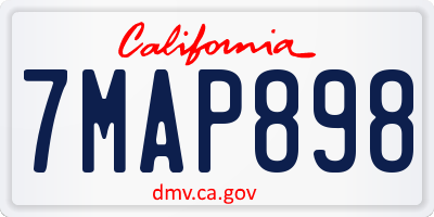 CA license plate 7MAP898