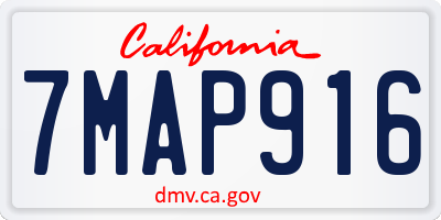 CA license plate 7MAP916