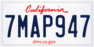 CA license plate 7MAP947
