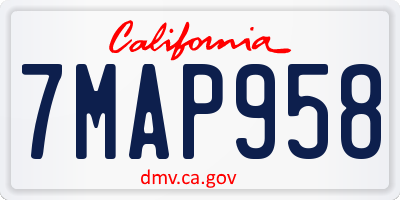 CA license plate 7MAP958
