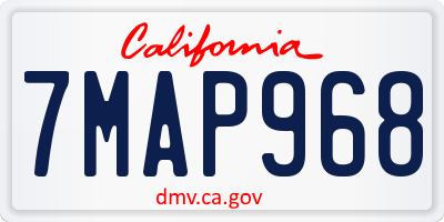 CA license plate 7MAP968