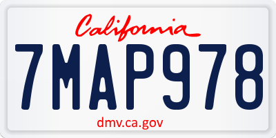 CA license plate 7MAP978