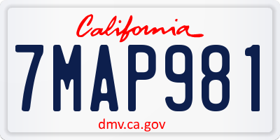 CA license plate 7MAP981