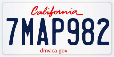 CA license plate 7MAP982