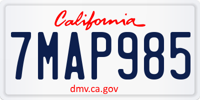 CA license plate 7MAP985